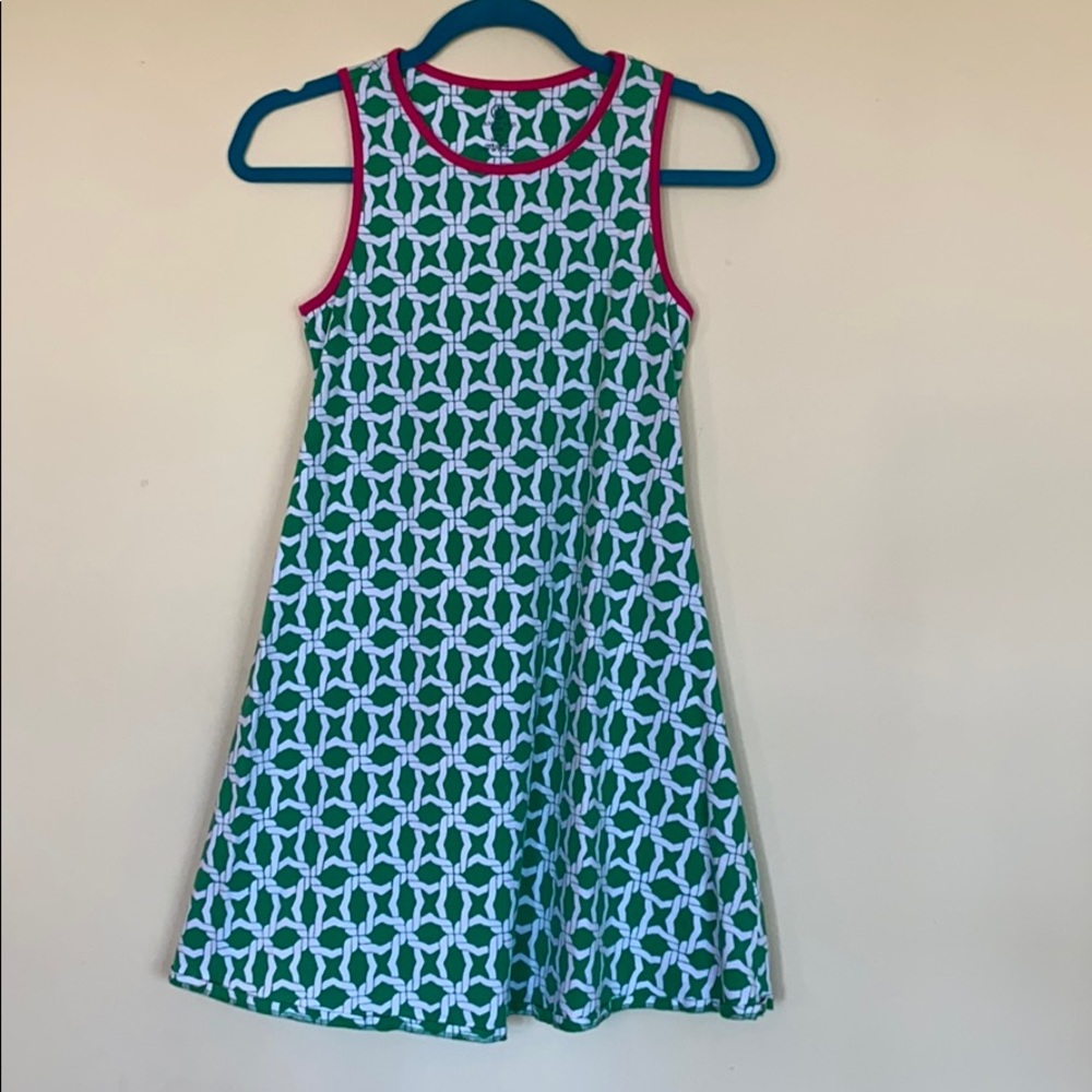 Kids green /white/pink patterned sundress